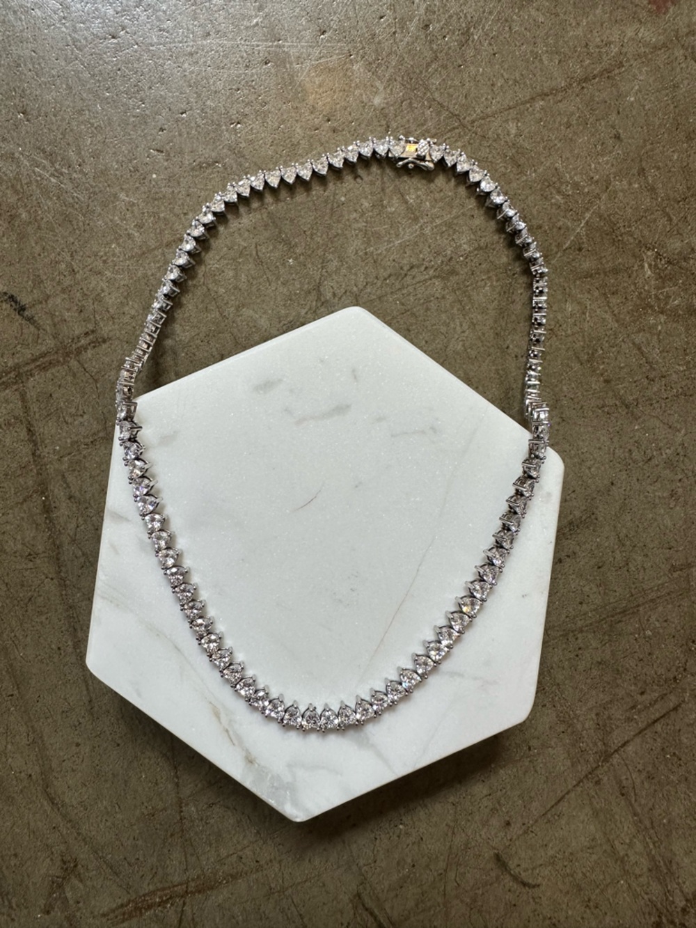 Adina Eden Heart Tennis Necklace - Silver